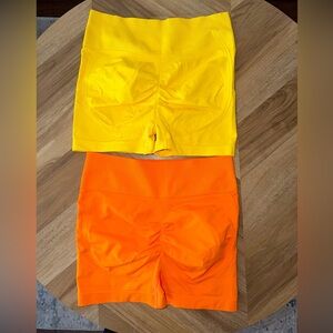 SHEIN Bright Yellow and Orange Athletic Shorts